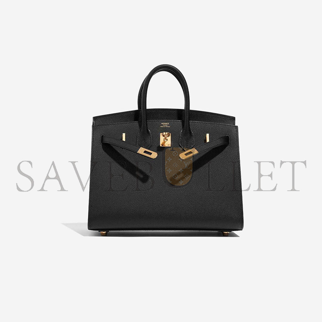 HERMES MASTER BIRKIN 25 EPSOM LEATHER BLACK GOLD BUCKLE HIGH END BAG H028369CC89 (25*20*13cm)